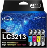 Uniwork Ink Cartridge Replacement for Brother LC3213 LC3211 Compatible with MFC-J497DW J890DW J895DW Compatible with DCP-J572dw J772DW J774DW (Black Cyan Magenta Yellow, 4-Pack)