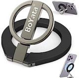 BoYata Magnetic Phone Ring Holder, 360° Rotating Phone Grip for MagSafe, Adjustable & Detachable Finger Ring Stand Compatible for iPhone 12/13/14, iPhone Series & Android Devices Use with Iron Ring