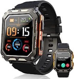 VIRAN Smart Watch for Men Military Smartwatch 1.83'' Touch Screen Bluetooth Calls IP68 Waterproof Rugged Outdoor Sports Fitness Tracker with 123 Sport Modes Heart Rate Blood Oxygen for iOS Android