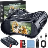 Night Vision Binoculars Goggles - TKWSER 4K Infrared View of 300M for Hunting with 8X Digital Zoom, 2600mAh Rechargeable, with 32GB TF Card, for Adults