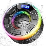 Bluetooth Shower Speaker, Portable Wireless Speaker IP7 Waterproof Speaker 360° Surround Sound, LED Light, Bulit-in Mic, Bathroom Speaker with Suction Cup for Bathroom, Outdoor, Party, Travel (New)