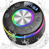 Bluetooth Shower Speaker, Portable Bluetooth Speaker Wireless with Time Display, 2023 IPX7 Waterproof Speaker with RGB Lights, Stereo Bass, Radio, Mini Speaker for Bathroom, Party, Travel, Outdoor