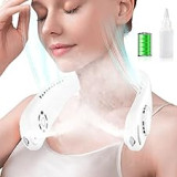 Neck Fan With Water Mist Spray-Portable Neck Fans for Women Rechargeable,Bladeless Mini Usb Headphone Hands Free Personal Fans Around Neck,Wearable Battery Powered Air Cooler Face Fan for Men Kids