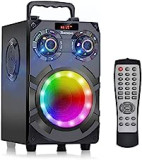 Bluetooth Speakers, 60W Loud Wireless Stereo Speaker with Subwoofer Deep Bass, Bluetooth 5.0, FM Radio, Colorful Lights, 8000mAh Battery, Portable Karaoke Machine Speaker for Home Party Garden Gifts