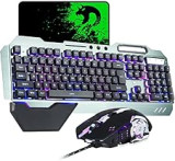 Gaming Keyboard and Mouse Combo,Gray Alloy Panel, Mechanical feel, Wired 16 LED