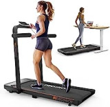 Decorcn Folding Treadmill, 2.5HP Under Desk Treadmill with Bluetooth Speaker, Remote Control Wide Running Belt Walking Running Machine for Home Office Fitness