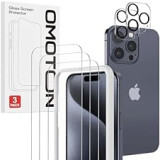 OMOTON Screen Protector for iPhone 15 Pro Max with Camera Lens Protector, Premium Tempered Glass Film for iPhone 15 Pro Max with Alignment Frame, Anti-Scratch, 9H Hardness, HD Clear, 3+2 Pack