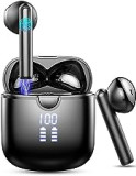 Wireless Earbuds Bluetooth 5.3 Headphones 4 Mic (ENC Noise Cancelling) for Clearer Calls, in Ear buds with Deep, Rich Bass, 40H Playtime LED Power Display, USB C, IP7 Waterproof Earphones Sports Black