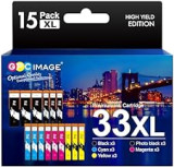 GPC Image Compatible Ink Cartridges Replacement for Epson 33XL for Expression Premium XP-900 XP-540 XP-640 XP-530 XP-635 XP-645 XP-830 XP-630 XP-7100 (Black Photo Black Cyan Magenta Yellow, 15-Pack)