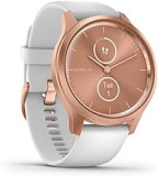Garmin Vivomove Style Hybrid Smartwatch with Real Watch Hands and Hidden Colour Touchscreen Display, White Silicone with Rose Gold Hardware (Renewed)