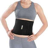 BRACOO Waist Trimmer Wrap, Sweat Sauna Slim Belly Belt for Men and Women - Abdominal Waist Trainer, Increased Core Stability, Metabolic Rate, SE20