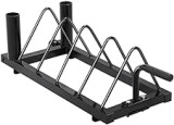 Yaheetech Horizontal Weight Plate Rack, Strength Fitness Rack with 4 Plate Slots, Plate Storage Holder Barbell Bumper with Rolling Wheels for Home/Gym, Black
