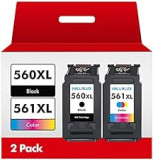 HALLOLUX PG-560XL CL-561XL Multipack Ink Cartridges Use for Canon 560XL 561XL for Pixma TS5350 TS5351 TS7450 TS7451 TS5352 TS5353 (2 Pack, Black and Tri-colour)