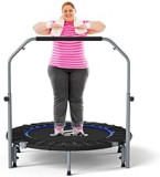 CLORIS 38''/40"/48'' Foldable Fitness Trampoline - Max Load 220lb/400 lb/450lb, Rebounder with Adjustable Foam Handle Indoor/Outdoor Fitness Body Exercise