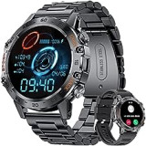 FEELNEVER Military Smart Watch for Men, Smart Watches with Bluetooth Voice Call Compatible with Android iOS Phone, Smartwatch with Heart Rate SpO2 Pressure Sleep Monitor
