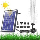 AISITIN Upgraded 6.5W Solar Floating Water Pump with 6 Fountain Styles for Garden, Bird Bath, Pond and Fish Container, Built-in 1500 mAh Battery