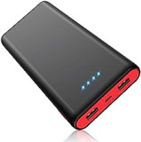 HETP Power Bank, Portable Charger [Upgraded Version 26800mAh] High Capacity Power Banks with 2 USB Ports External Battery Pack with 4 LED Lights for Smart Phones,Tablet and Other Devices, Black-Red