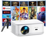 【Android TV & Electric Focus】Projector 4K Supported, TOPTRO WiFi 6 Bluetooth Projectors with 4P Correction, Native 1080P 500ANSI Home Cinema Projector with Netflix/YouTube/Prime Video, Tripod Included