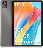 jumper Android 12 Tablet, 8GB RAM 128GB ROM Tablets, 10.5 Inch FHD 1200x1920 Pixels, Unisoc T616 Octa-Core Processor, 2.4G+5GWIFI, 5MP+13MP Camera, 4G LTE, Bluetooth 5.0, 7000mAh Battery, Dark Grey.