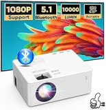 Mini Projector Bluetooth, Upgraded 10000 Lux Portable Outdoor Home Video Projector Full HD 1080P Support Compatible with Smartphone/Laptop/TV Stick