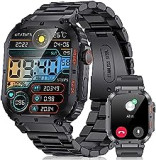 LIGE Military Smart Watch Make Answer Calls, 400mAh Long Battary 100+Sports Modes Fitness Tracker with Heart Rate Sleep Monitor, 1.96" Screen 5ATM Waterproof Smartwatch for Men for Android IOS