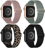 Stretchy Strap Compatible with Apple Watch Straps 38mm 40mm 41mm 42mm 44mm 45mm 49mm, Adjustable Braided Sport Elastic Bands Women Men Wristbands for iWatch Series 9/8/7/6/5/4/3/2/1 SE,Ultra/Ultra 2