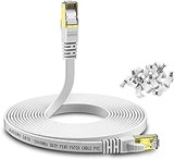 KASIMO Cat 8 Flat Ethernet Cable Cat8 Internet LAN Cable 40Gbps 2000MHz High Speed Network Patch Cable White SSTP Ethernet Cord with RJ45 Gold Plated Connector for Router Modem Switch Gaming Xbox