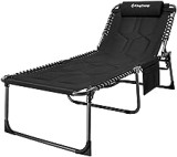KingCamp Oversized Textilene Sun Lounger 4-Position Adjustable Garden Lounge Chair for Heavy People Folding Camp Bed with Pillow Sun Bed for Camping Garden Patio Pool Indoor Outdoor
