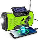 Wind Up Radio, Emergency Radio Solar Crank AM/FM Weather Radio with Portable 2000mAh Power Bank, Bright Flashlight and Reading Lamp for Household Emergency and Outdoor Survival