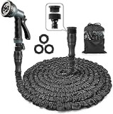 Garden Hose Pipe Expandable Garden Hose with 3/4", 1/2" Fittings, Anti-Leakage - Flexible Expanding Hose with 8 Function Spray Nozzle by Homoze (50FT, Black)