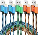 iPhone Charger Cable (6 FT) [MFi Certified] Nylon Braided Fast Charging Long Cables Compatible iPhone 14 13 12Pro Max/Pro/mini/11Pro Max/11Pro/11/XS/Xs Max/XR and More-Color, 5 Count (Pack of 1)