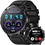 LIGE Smartwatch Men Outdoor Military Activity Fitness Tracker Bluetooth Answer Calls Voice Chat 600 mAh 1.6" Big Touchscreen Heart Rate Sleep Monitor Silicone Smart Watch Male for iPhone and Android